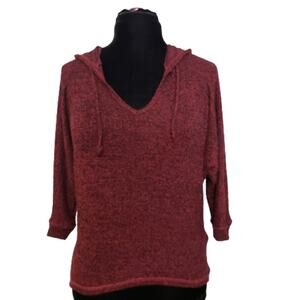 Moa Moa Sweater High Low 3/4 Dolman Sleeve Hooded Drawstring Hoodie XS Casual